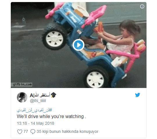 Suudi Arabistanlı kadınlar araba kullanma yasağının kaldırılmasına karşı çıkan erkeklerle dalga geçti