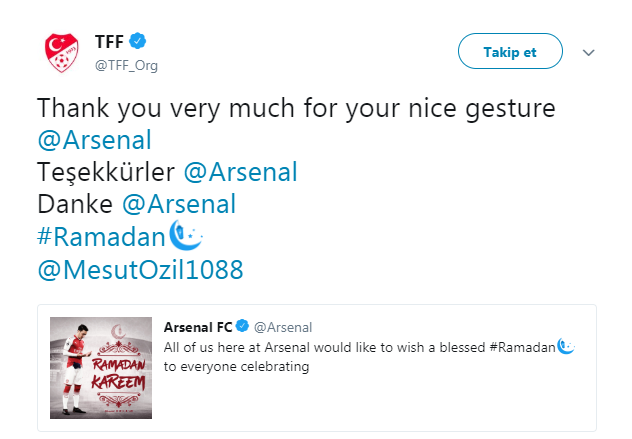Arsenalden Ramazan mesajı