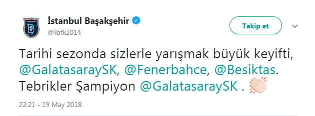 Medipol Başakşehirden Galatasaraya kutlama