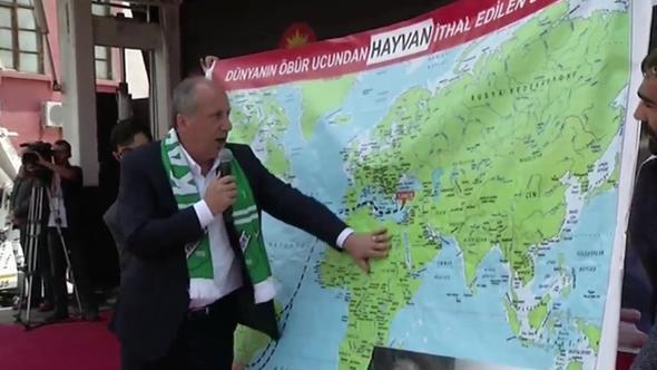 CHPli Muharrem İnce Karsta haritayla sahneye çıktı