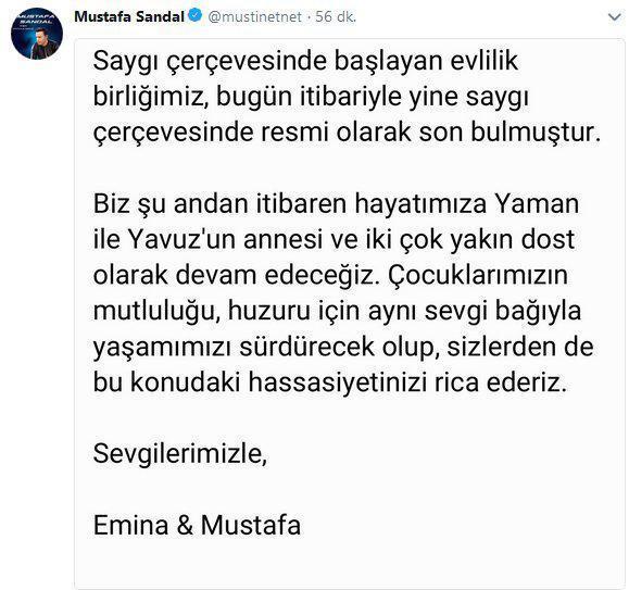 Mustafa Sandal ve Emina Sandal boşandı