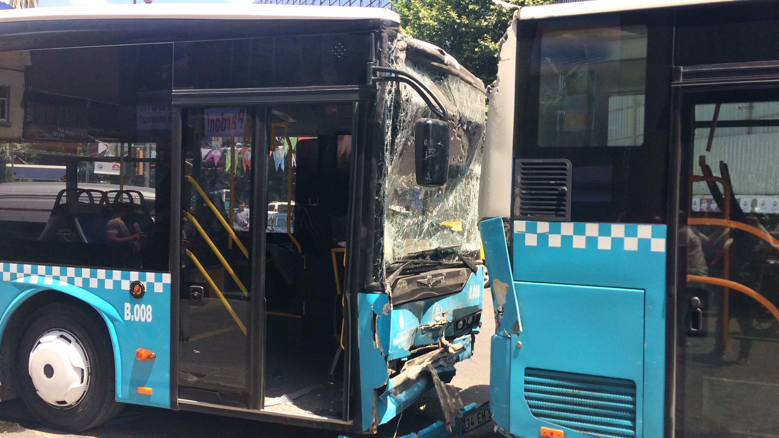 Şişlide 3 özel halk otobüsü çarpıştı: 6 yaralı