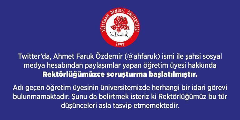 Süleyman Demirel Üniversitesi profesörüne tweet soruşturması