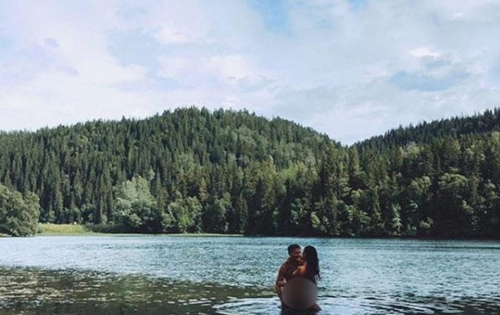 Nicklas Bendtner ve sevgilisi çırılçıplak göle girdi