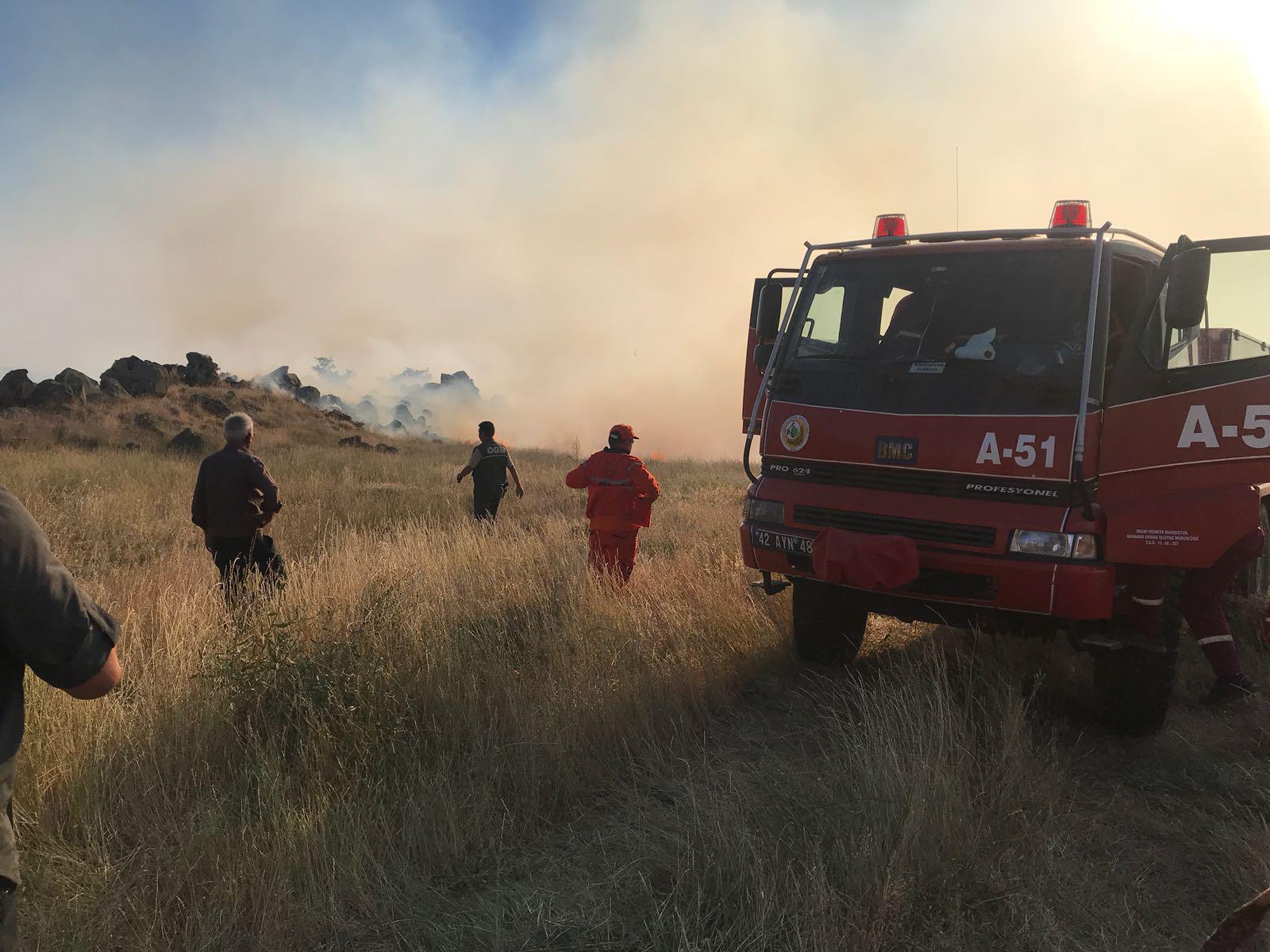 Aksaray’da orman yangını 100 dönüm mera alanı kül oldu