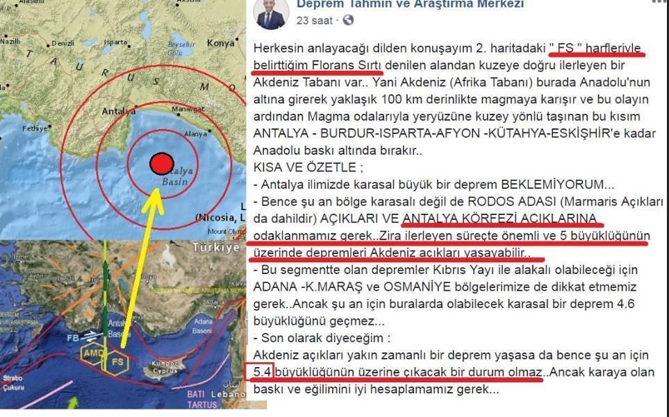 Antalya depremini 24 saat önceden bildi