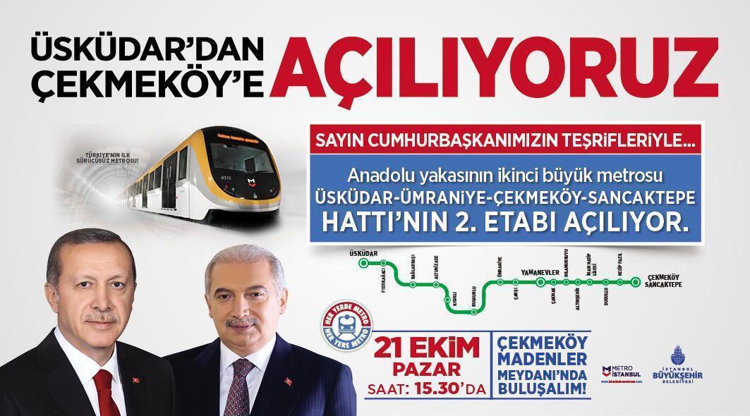 Ümraniye-Çekmeköy metro hattı 21 Ekim’de açılıyor