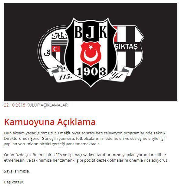 Beşiktaşta Şenol Güneş krizi