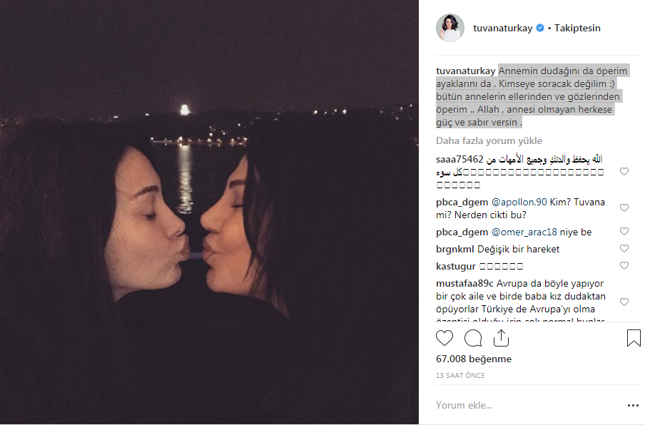 Tuvana Türkayın dudak dudağa pozu sosyal medyada olay yarattı