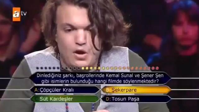 Kim Milyoner Olmak İsterde sanatçı Ercan Saatçi kendisine güvenen yarışmacının başını yaktı
