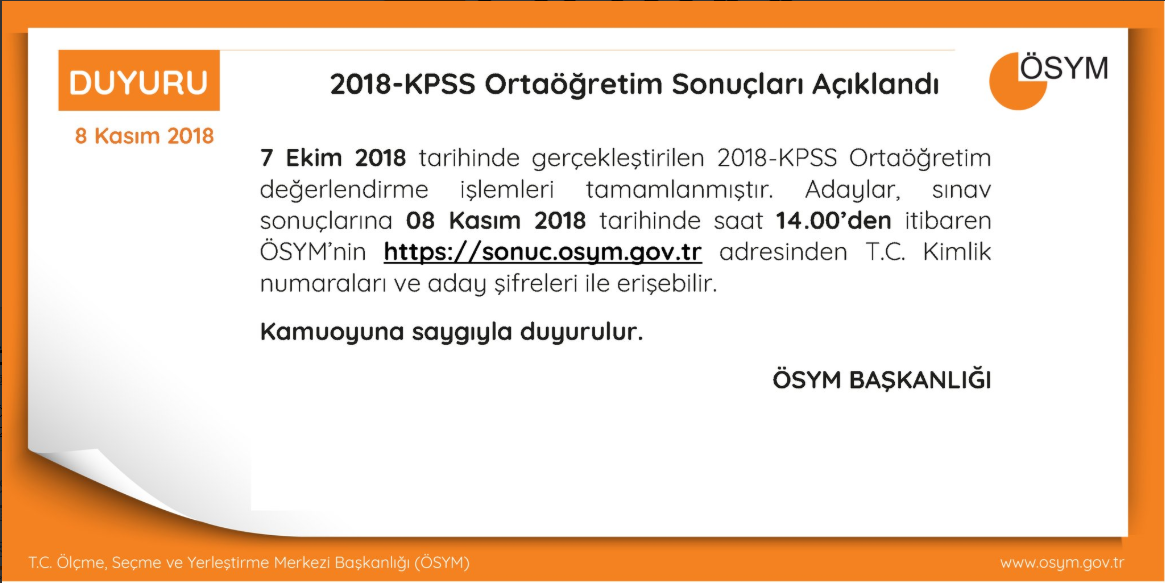 KPSS cevap kağıdı ve aday cevapları erişime açıldı KPSS Ortaöğretim sonuçları açıklandı