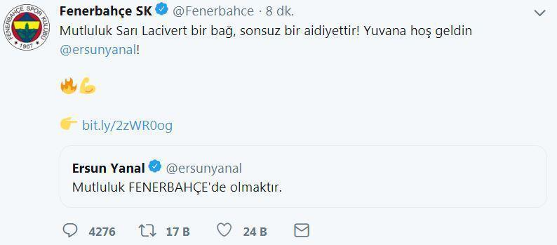 Son dakika Ersun Yanal Fenerbahçede...