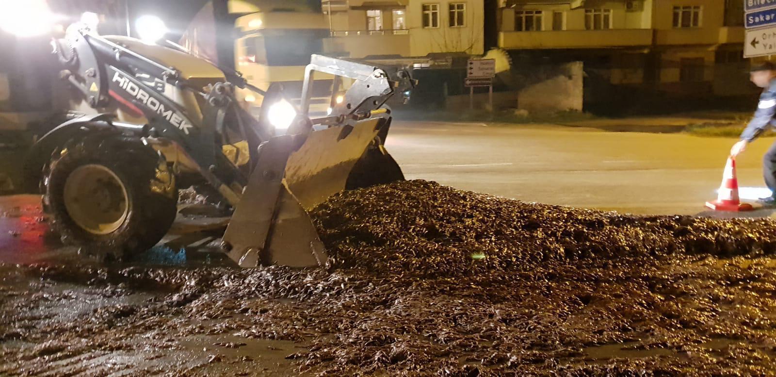 Kapak açılınca olanlar oldu 15 ton hamsi yola saçıldı