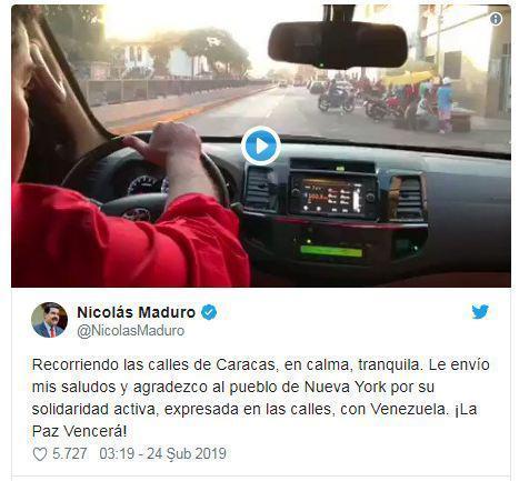 Maduro kullandığı araçla Caracası gezip ABDye mesaj verdi
