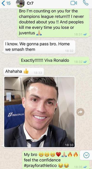 Evra, Ronaldo ile WhatsApp konuşmasını paylaştı