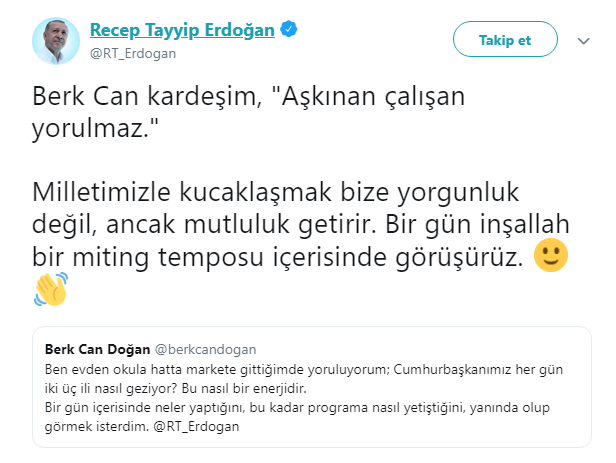 Cumhurbaşkanı Erdoğan: Aşkınan çalışan yorulmaz