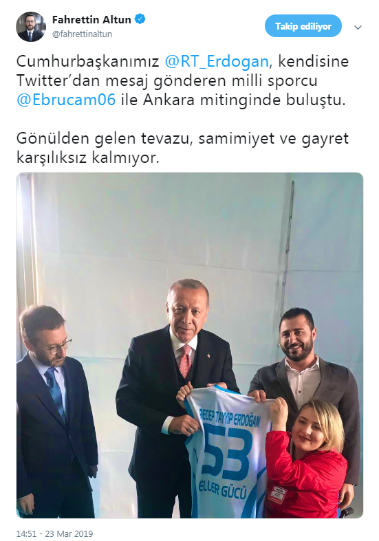 Cumhurbaşkanı Erdoğan, milli sporcu Ebru Çam ile bir araya geldi