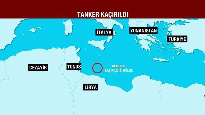 Türkiyeden hareket eden tanker, Libya açıklarında kaçırıldı