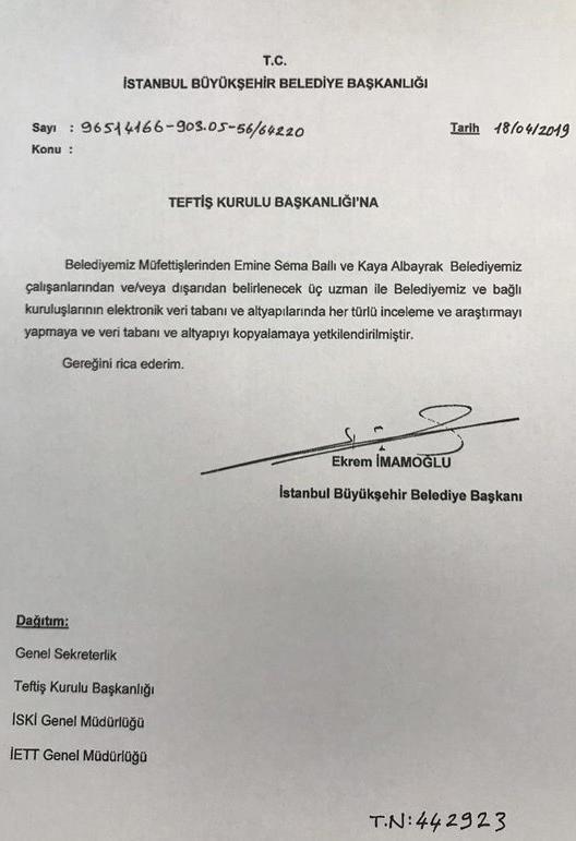 İstanbul Büyükşehir Belediyesinden veri tabanı talimatı açıklaması