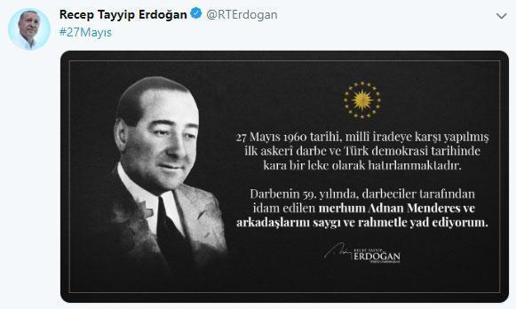 Son dakika... Cumhurbaşkanı Erdoğandan 27 Mayıs mesajı