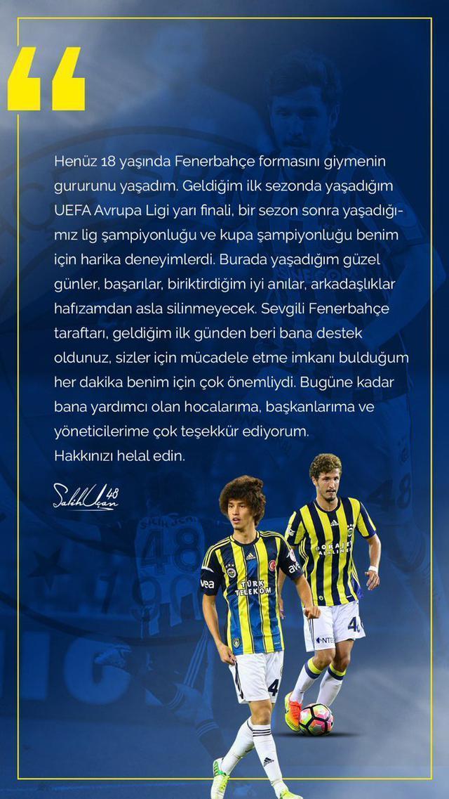 Salih Uçan, Fenerbahçeye veda etti