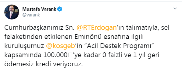 Cumhurbaşkanı Erdoğan talimat verdi: Eminönü esnafına 100 bin TL kredi desteği verilecek