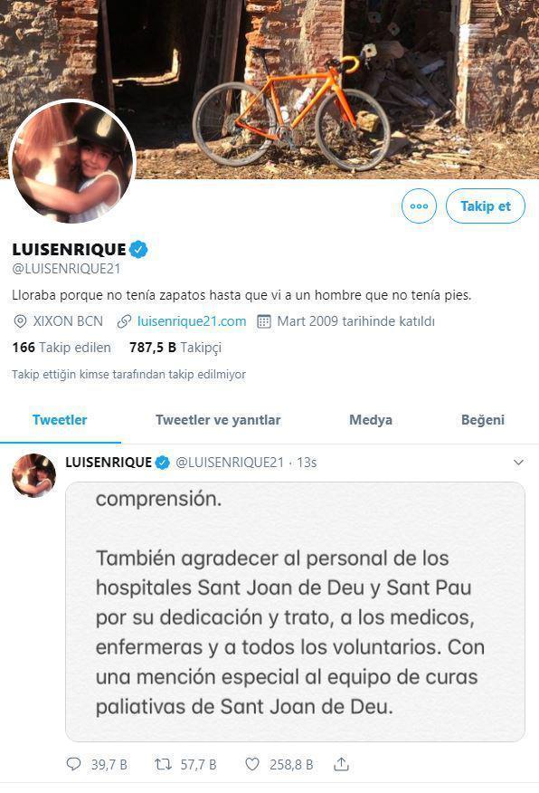Luis Enriquenin 9 yaşındaki kızı hayatını kaybetti