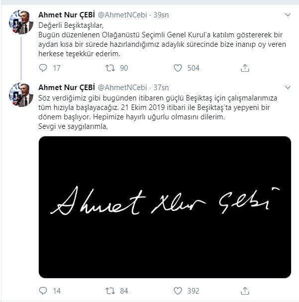 Beşiktaşın yeni başkanı Ahmet Nur Çebi oldu