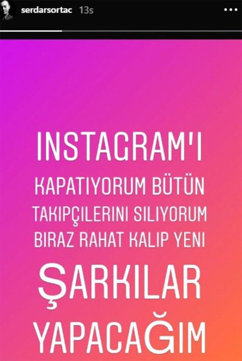 Serdar Ortaç, Instagram hesabını kapattı