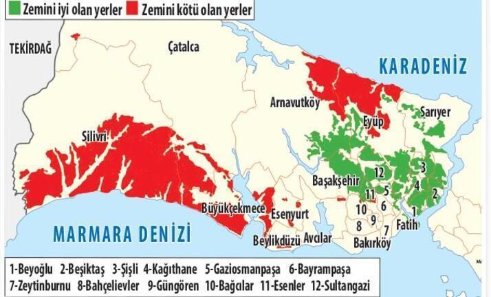 İstanbulun sağlam zeminleri: İlçe ilçe risk haritası