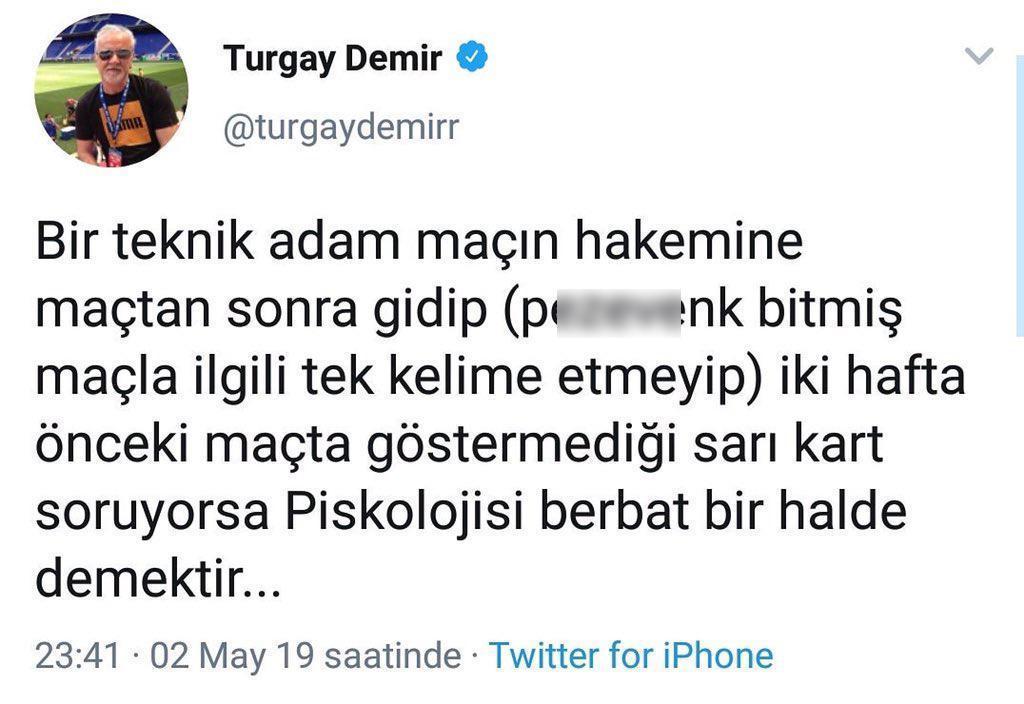 Fatih Terime Twitterdan hakaret eden Turgay Demir: Siri yazmış