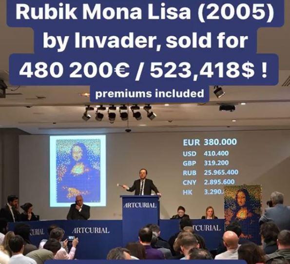 Invaderın Rubik Mona Lisa eseri rekor fiyata satıldı