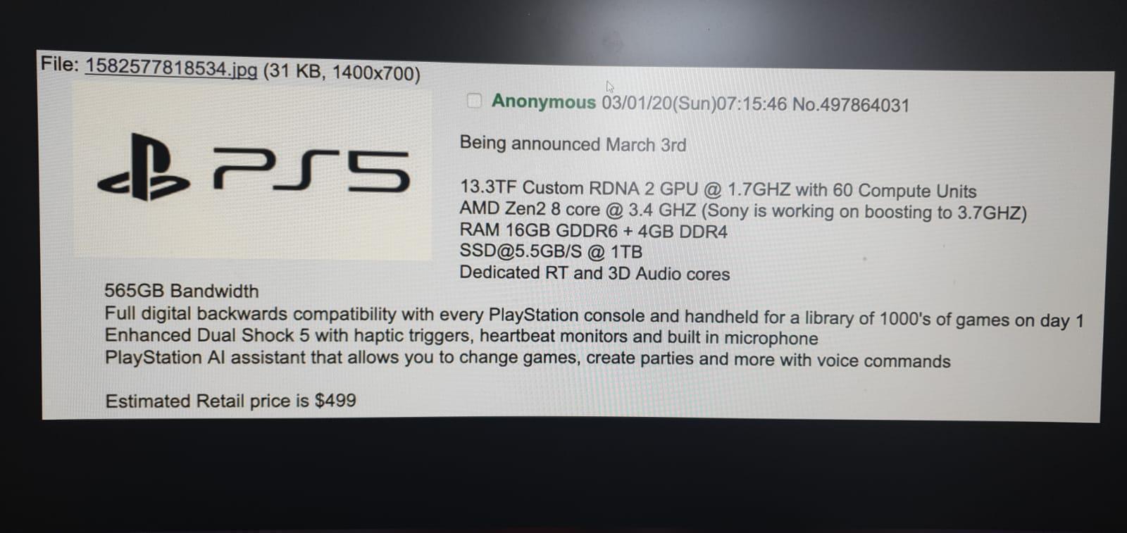 Sony PlayStation 5 özellikleri ortaya çıktı
