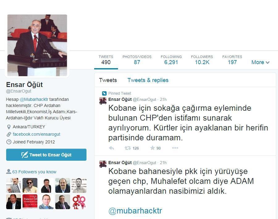 CHPli vekillerin twitter hesabı hacklendi