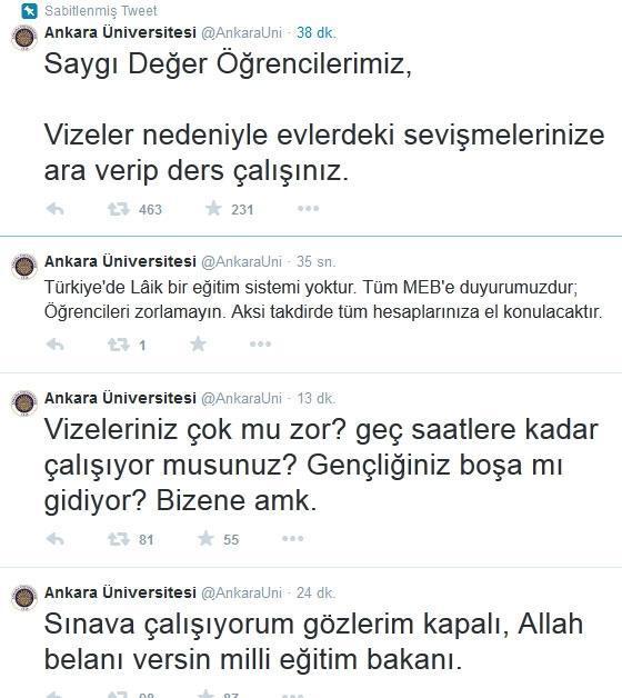 Ankara Üniversitesinin twitter hesabı hacklendi