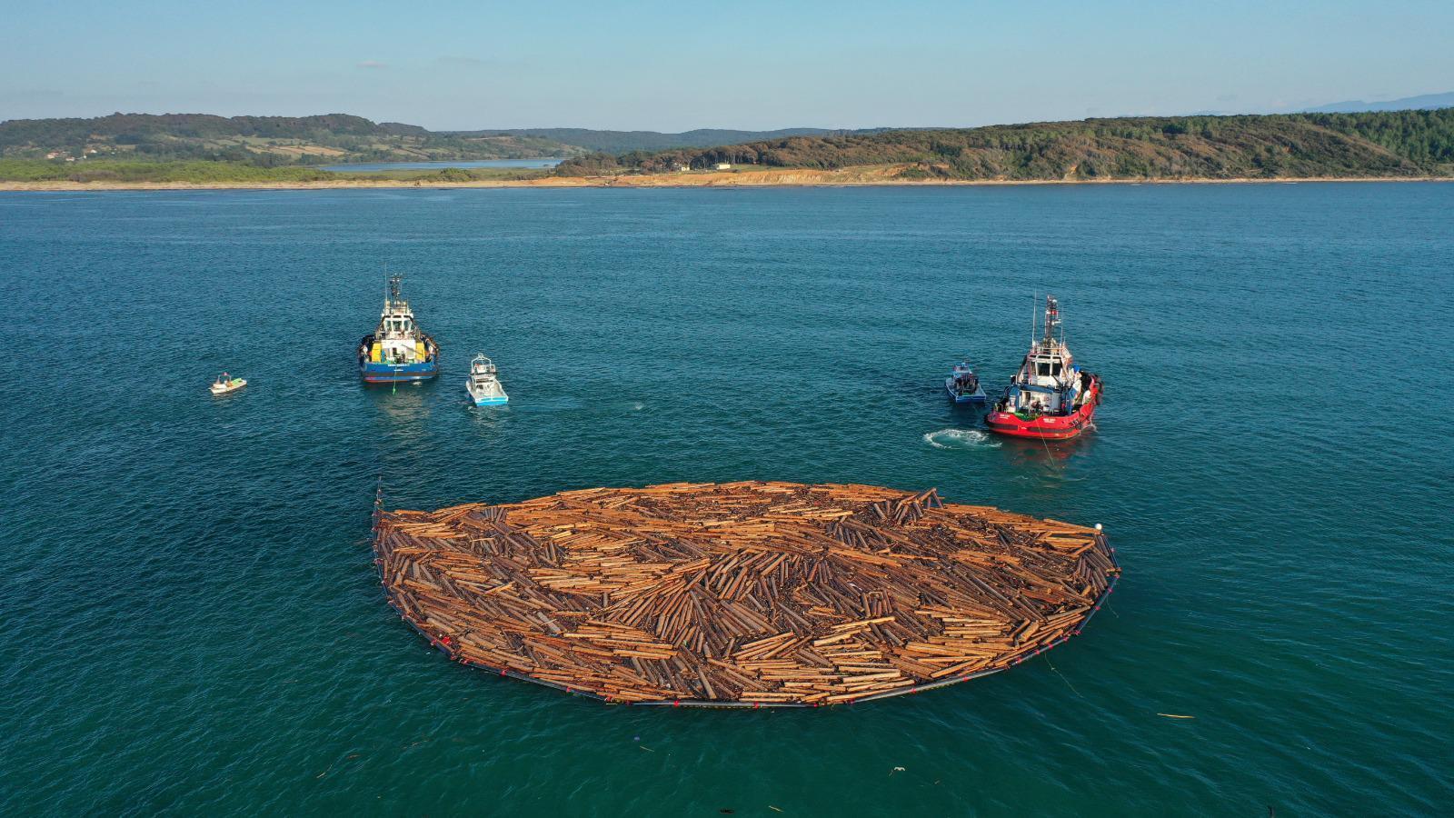 Karadenizde sel sonrası sürüklenen tomruklar toplanıyor Balıkçılar tedirgin