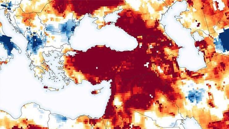 NASA, Türkiyenin kuraklık haritasını paylaşarak uyardı