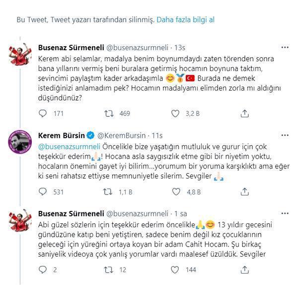 Busenaz Sürmeneli duruma açıklık getirdi, Kerem Bürsin o tweeti sildi
