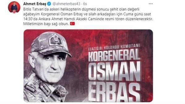 11 şehidimizle ilgili paylaşım yapan MHP milletvekili Ahmet Erbaş, acı gerçeği sonradan öğrendi