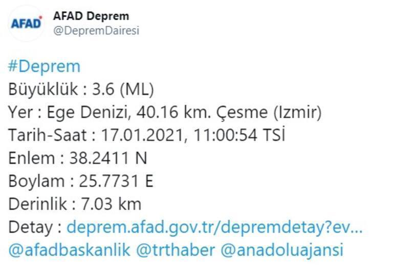 İzmir ve Çanakkalede deprem AFAD ve Kandilliden açıklama geldi