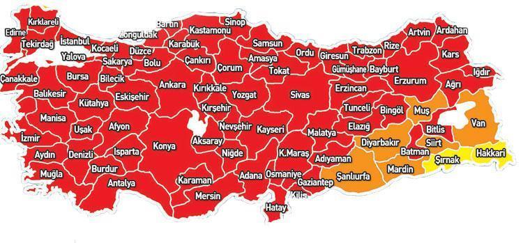 Koronavirüs renk haritası güncellendi Türkiye kıpkırmızı İşte yeni yasaklar…