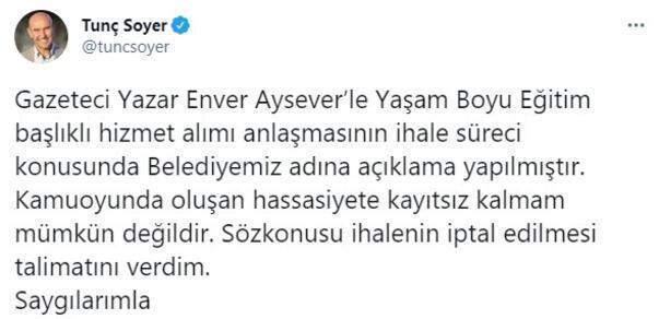 İzmir Büyükşehir Belediyesinde Enver Aysevere özel ihale iddiası tartışma konusu oldu