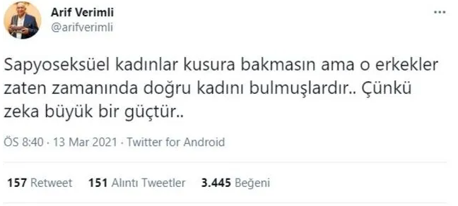 Arif Verimliden Hülya Avşara sapyoseksüel göndermesi