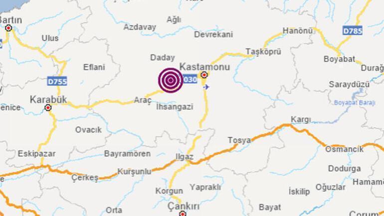 Kastamonuda 4.5 büyüklüğünde deprem oldu