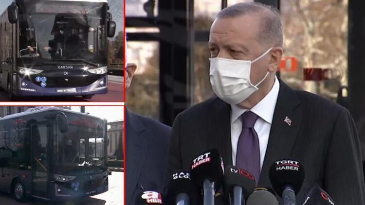 Cumhurbaşkanı Erdoğan, Türkiyenin ilk sürücüsüz otobüsünü test etti