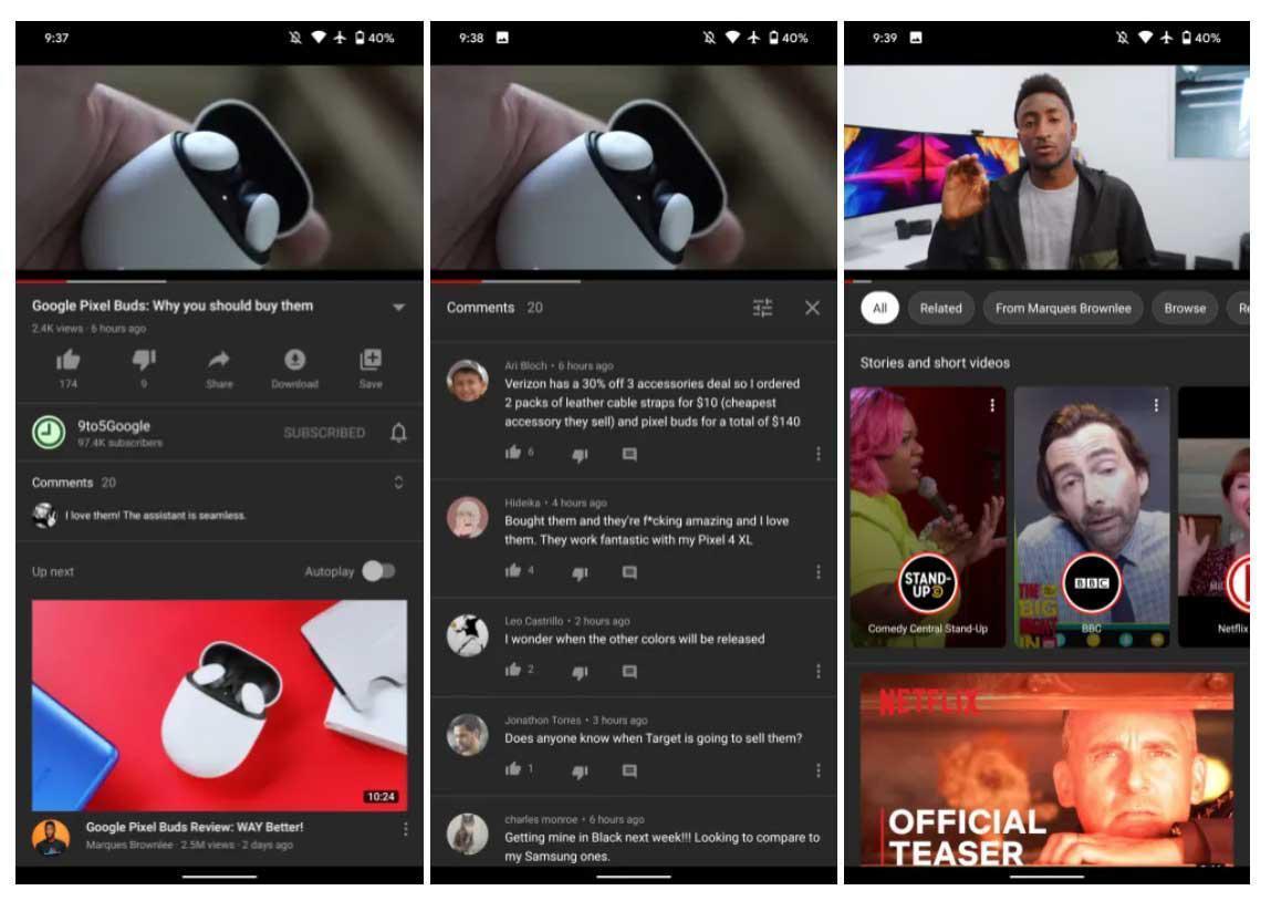 YouTube, Android ve iOSta yeni video sayfasını kullanıma sundu