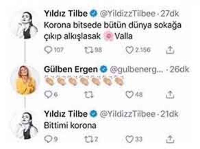 Yıldız Tilbe ile Gülben Ergenin yazışması sosyal medyayı salladı