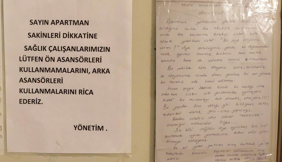 Sinopta sağlık çalışanlarının olduğu apartmana yazılan yazı tepki çekti