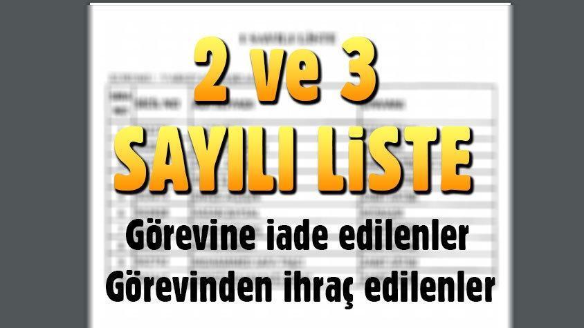 7 Şubat KHKsı ile (Kanun Hükmünde Kararname) ihraç ve göreve iade edilenlerin tam listesi