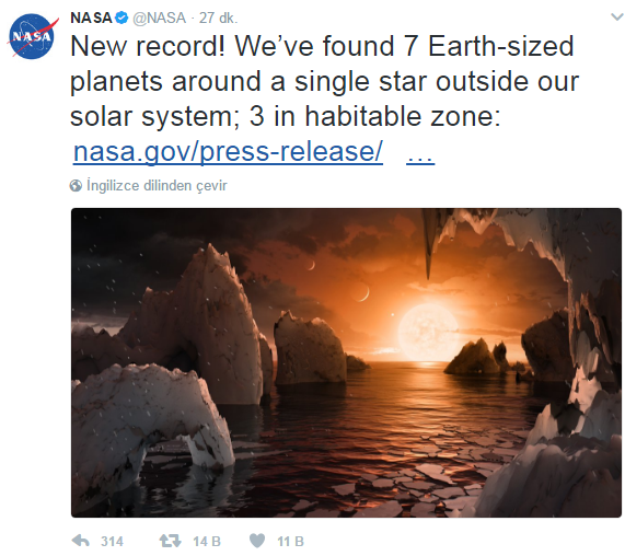 NASA Dünyaya benzeyen 7 yeni gezegen keşfettiğini açıkladı